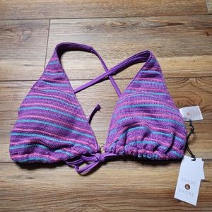 Shade & Shore Bikini Top Womens M Purple Triangle Crochet NEW